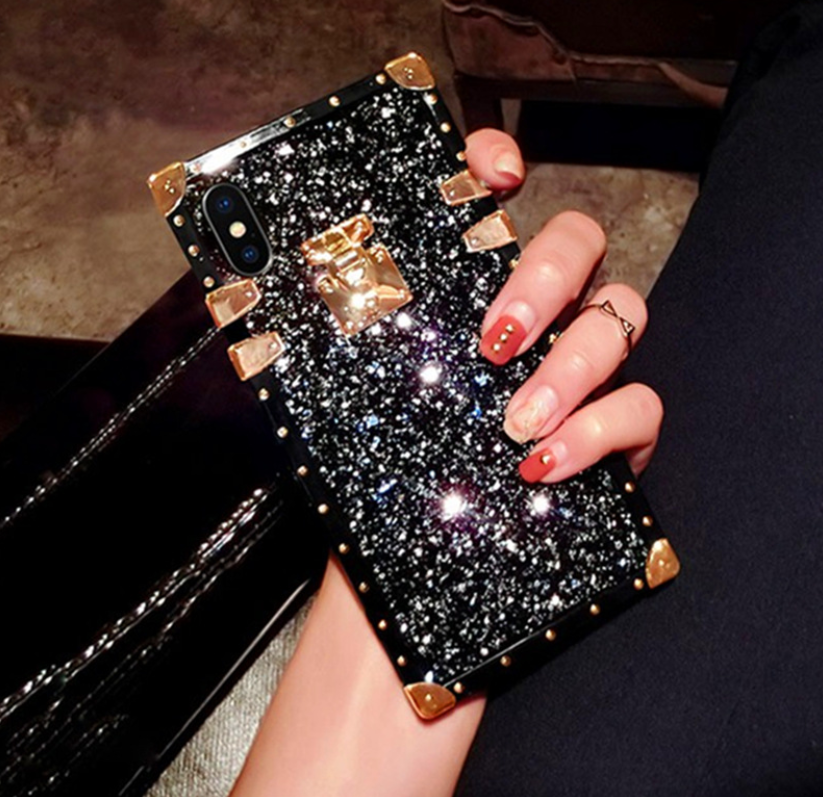 Square Rhinestone Phone Case with Full Coverage