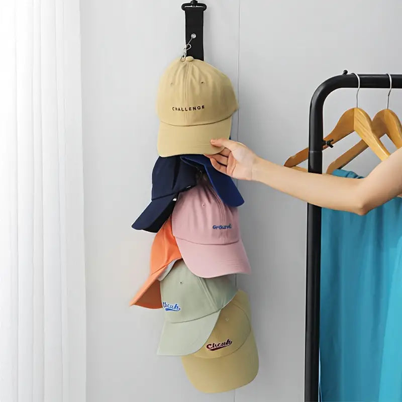 Baseball Cap Storage Organizer with 8 Clips for 16 Hats