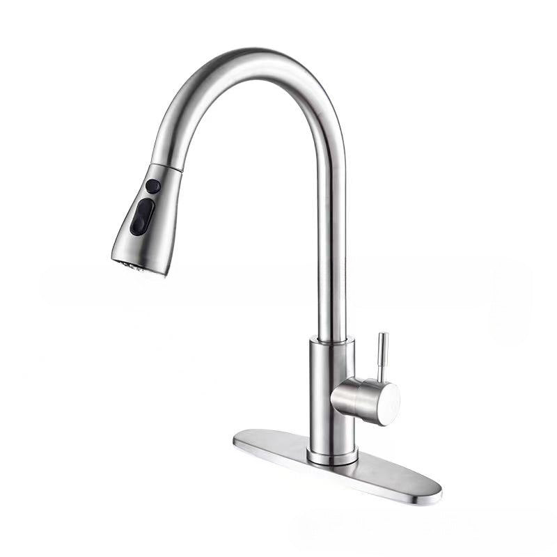 304 Stainless Steel Pull-Out Kitchen Faucet with Dual Outlet