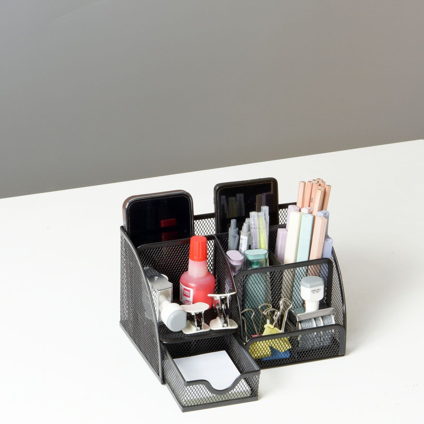 Multifunctional Desktop Organizer with Metal Pen Holder