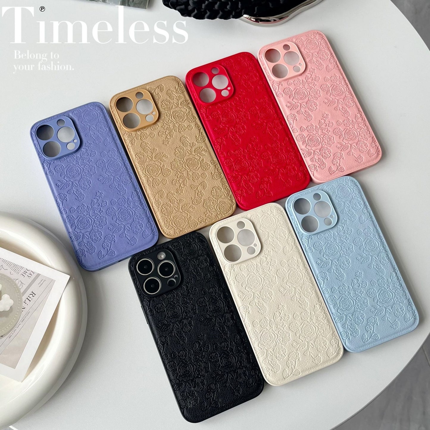 Apple-Compatible Skin Embossed Lace Flower Case