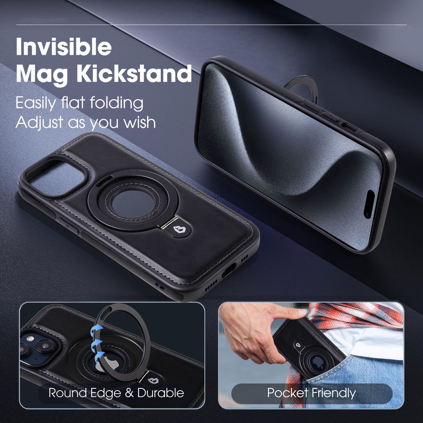 Leather Magnetic Phone Case for iPhone 12-15 Series