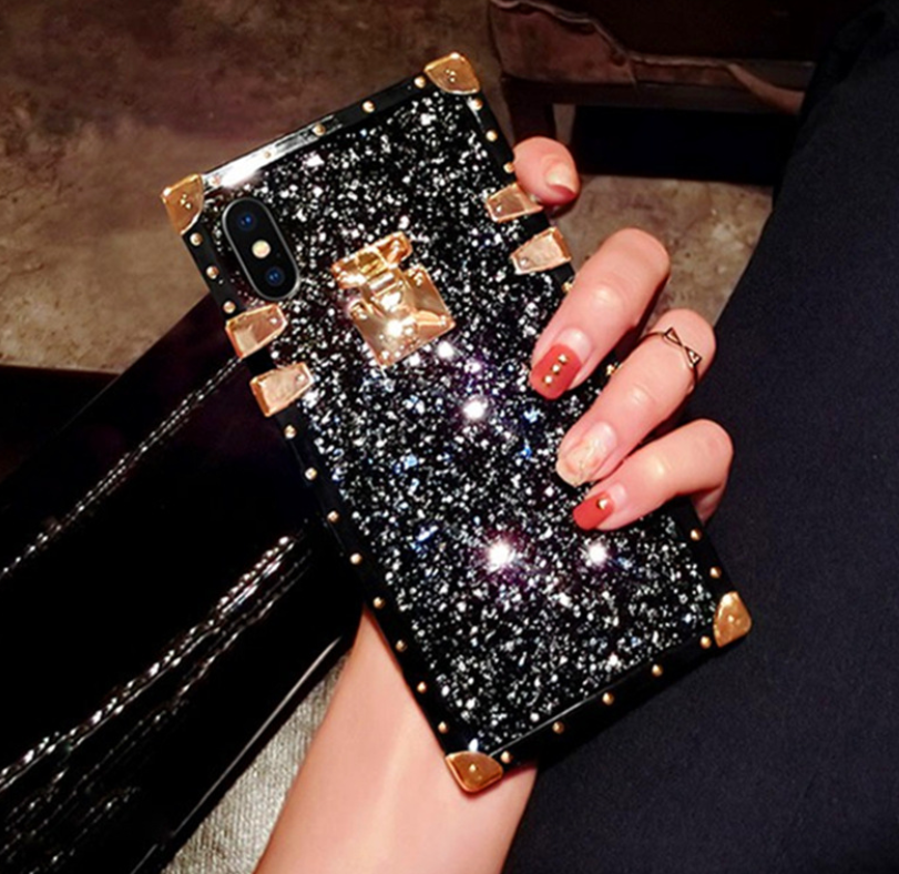 Square Rhinestone Phone Case with Full Coverage