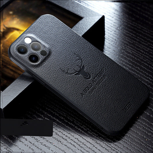Leather-Grain Anti-Drop Full-Cover Lens Case for Apple