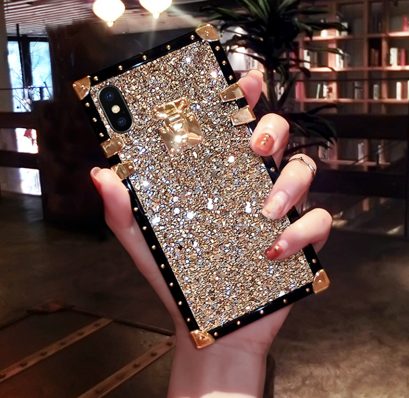 Square Rhinestone Phone Case with Full Coverage