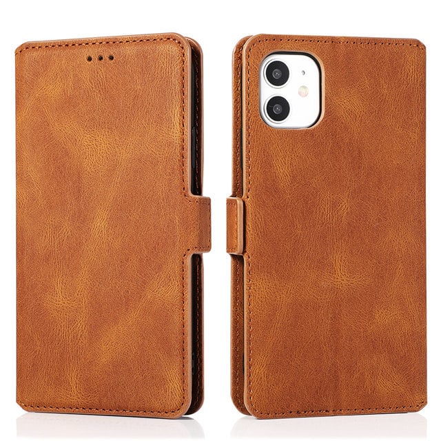 Retro Leather Flip Phone Case for Apple Devices