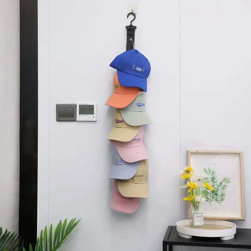 Baseball Cap Storage Organizer with 8 Clips for 16 Hats