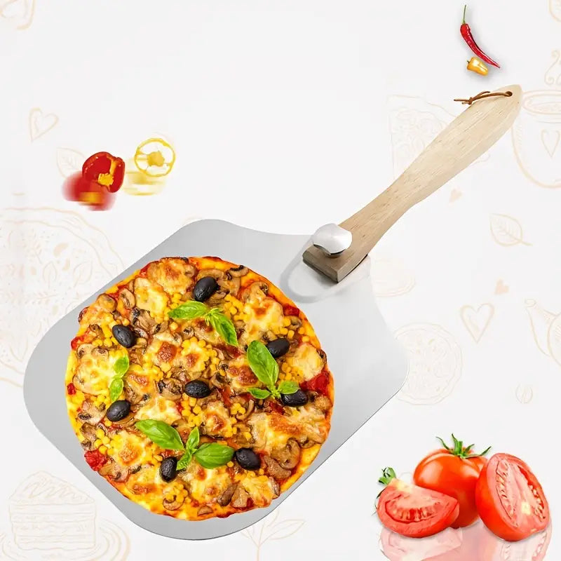Folding Aluminum Pizza Shovel with Wooden Handle