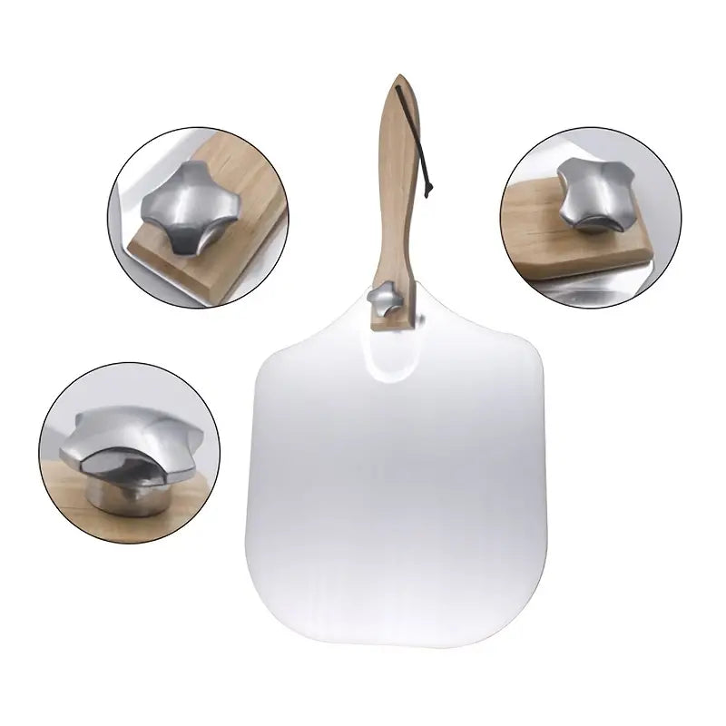 Folding Aluminum Pizza Shovel with Wooden Handle