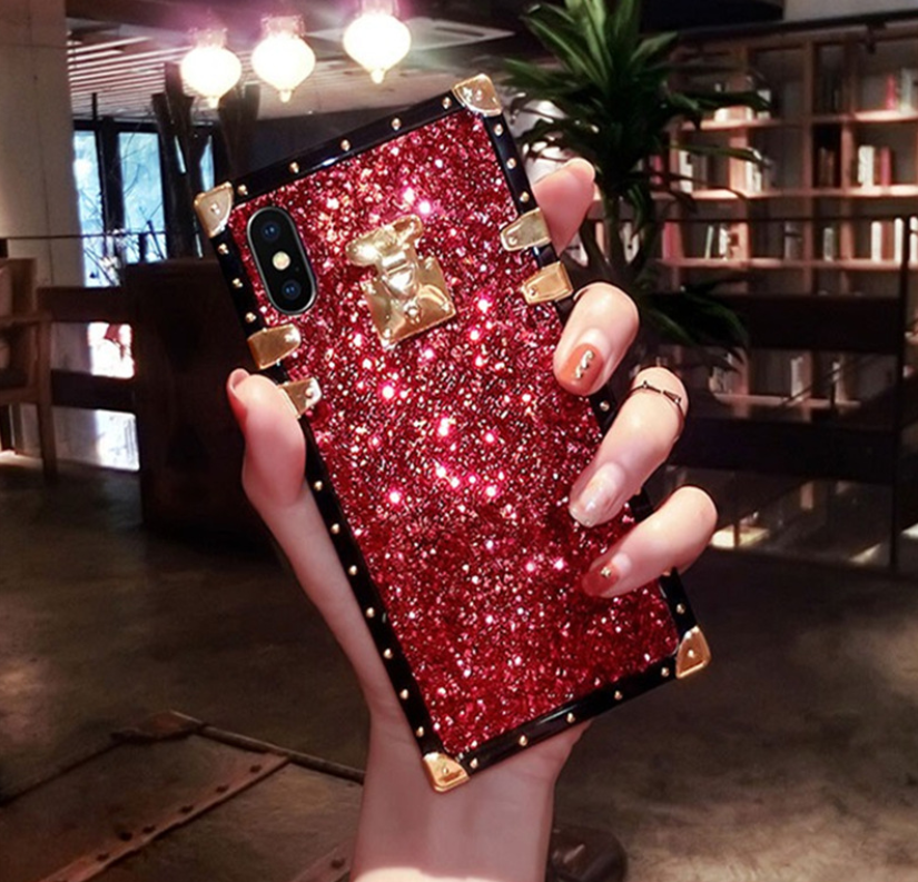 Square Rhinestone Phone Case with Full Coverage
